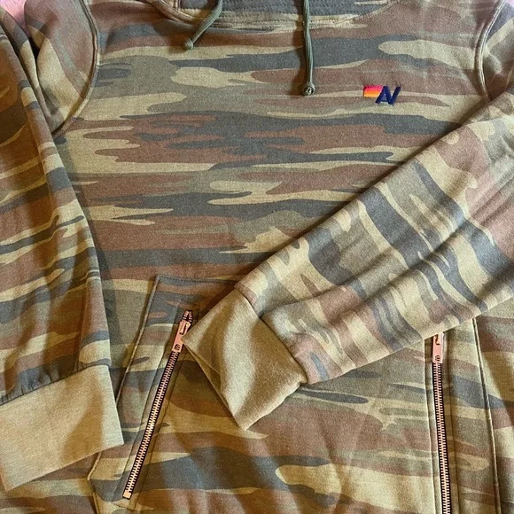 Aviator Nation Green Camouflage Ninja Hoodie with Embroidered Logo - Picture 3 of 6